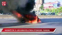 Kadıköy'de D-100 Karayolu'nda otomobil yangını