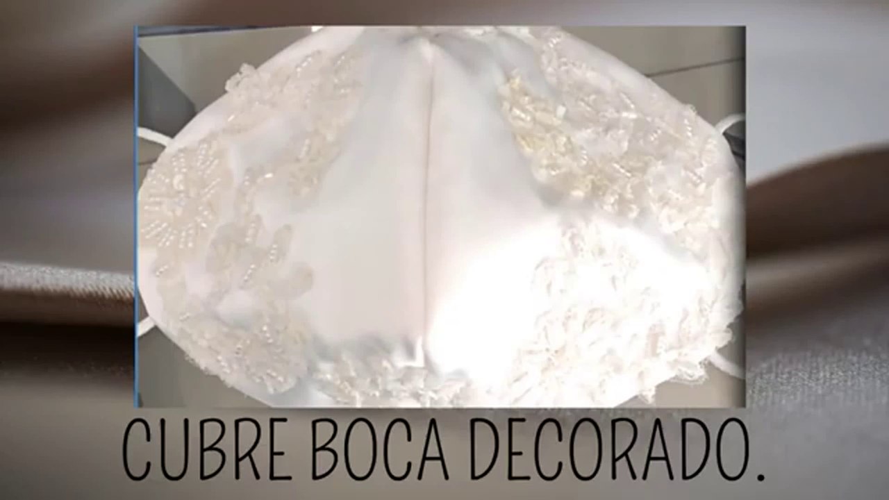 CUBRE BOCA DECORADO PARA BODA.