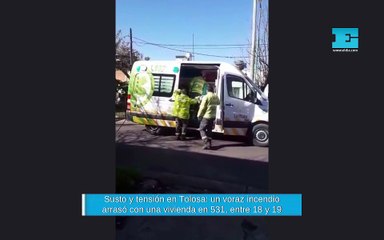 Susto y tensión en Tolosa: un voraz incendio arrasó con una vivienda en 531, entre 18 y 19
