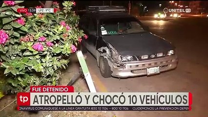 Borracho atropelló a un joven y chocó 10 vehículos al tratar de escapar