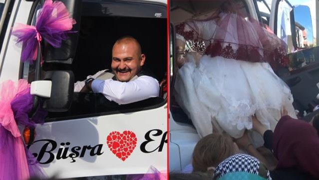 Damat gelini almaya süsleyerek düğün arabası yaptığı tırla gitti: Benim en büyük hayalimdi