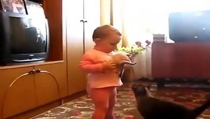 Bebekle anne kedinin kavgası