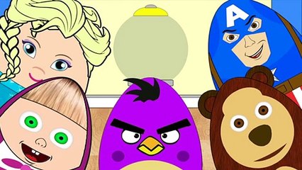 Новые дети сюрприз яйца Маша и Медведь замороженные Эльза злые птицы   детские машины Конфета #анимация