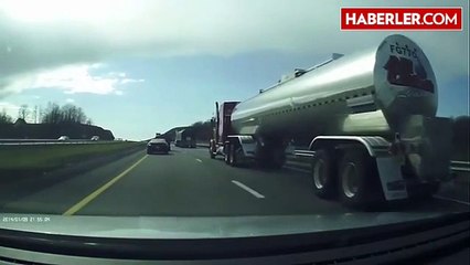 Kendisine yol vermeyen kamyonete bakın ne yaptı