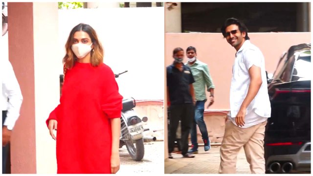 Deepika Padukone & Kartik Aaryan Snapped At Sanjay Leela Bhansali’s Office