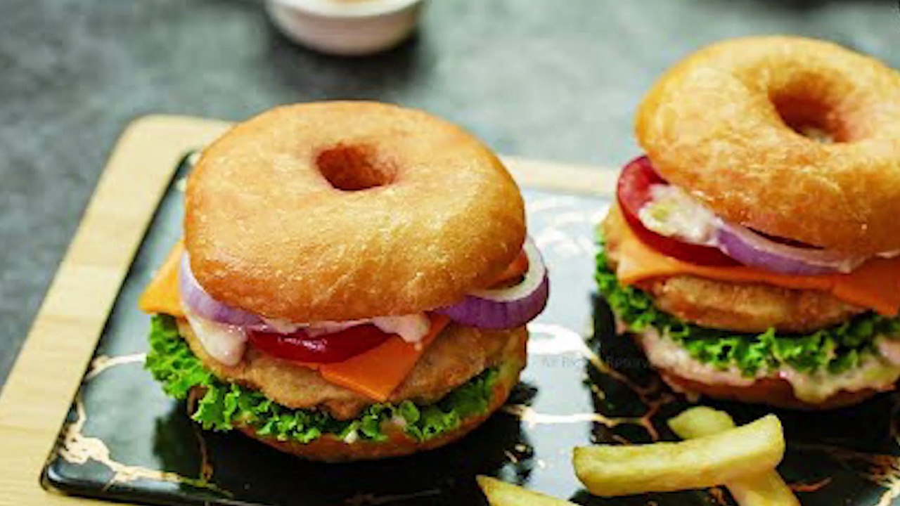 Donut Burger Recipe (Doughnut Cheese Burger)