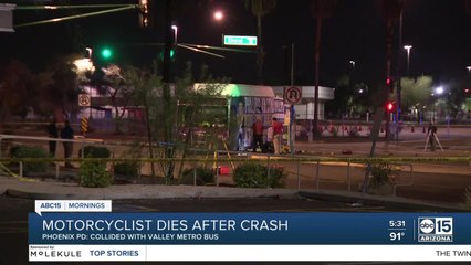 Motorcyclist dies after crash with Valley Metro crash