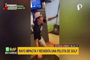 El increíble momento en que rayo impacta en pelota de golf lanzada a más de 140 kilómetros por hora