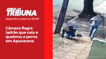 Câmera flagra ladrão que caiu e quebrou a perna em Apucarana