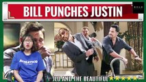 CBS The Bold and the Beautiful Spoilers Bill Punches Justin for Leaving Him to Rot in Jail