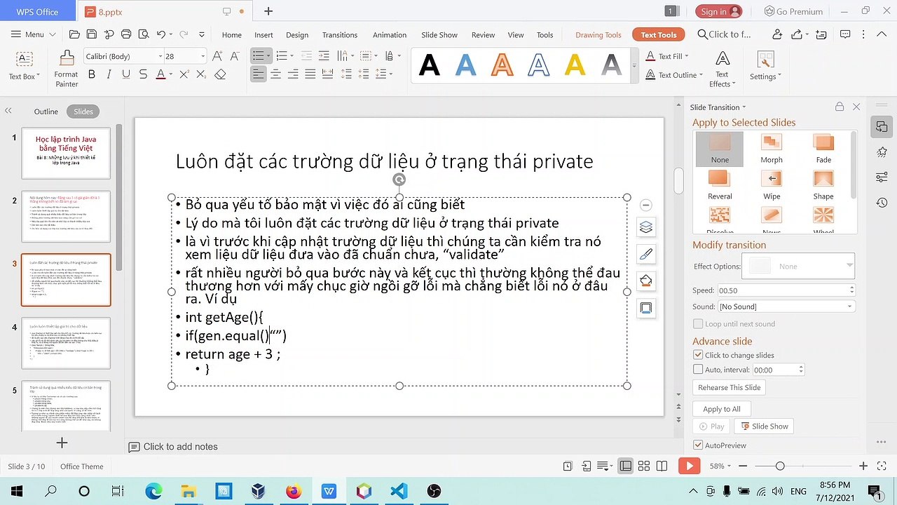 Những lưu ý khi thiết kế lớp trong Java, Học lập trình Java bằng Tiếng Việt