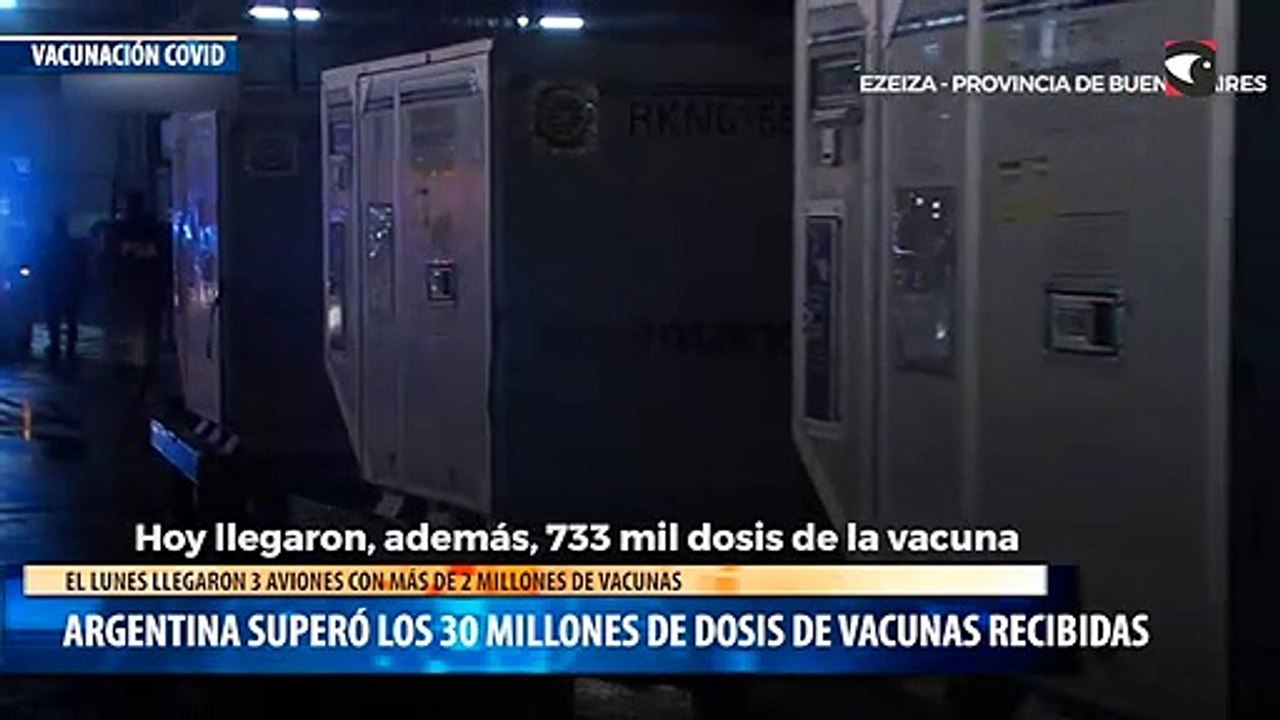 Argentina superó los 30 millones de dosis de vacunas recibidas