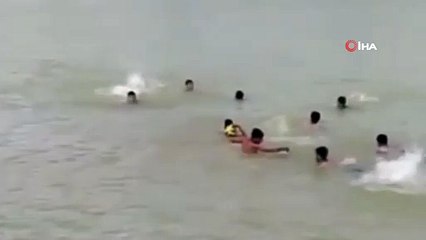 Çocukların baraj gölünde tehlikeli oyunu