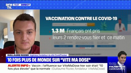 Guillaume Rozier évoque une affluence "10 fois plus élevée" que la normale sur Vite Ma Dose après l'allocution de Macron