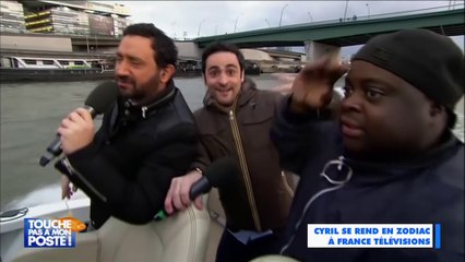 Cyril Hanouna traverse la Seine en zodiac pour se rendre chez France Télévisions