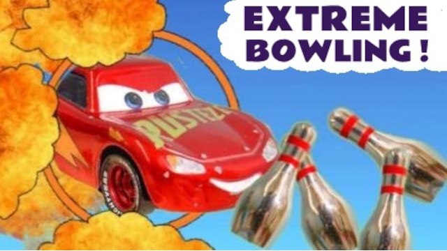 Disney Cars Frank and Lightning McQueen Extreme Bowling Challenge in this Hot Wheels Funlings Race Competition Video for Kids with PJ Masks and Marvel Avengers by Kid Friendly Family Channel Toy Trains 4U