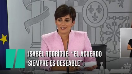 Isabel Rodríguez: "Una oposición inteligente debería saber que hay acuerdos que computan electoralmente"