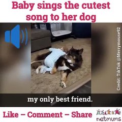 Baby sings the cutest song to her dog