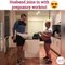 Husband joins in with pregnancy workout