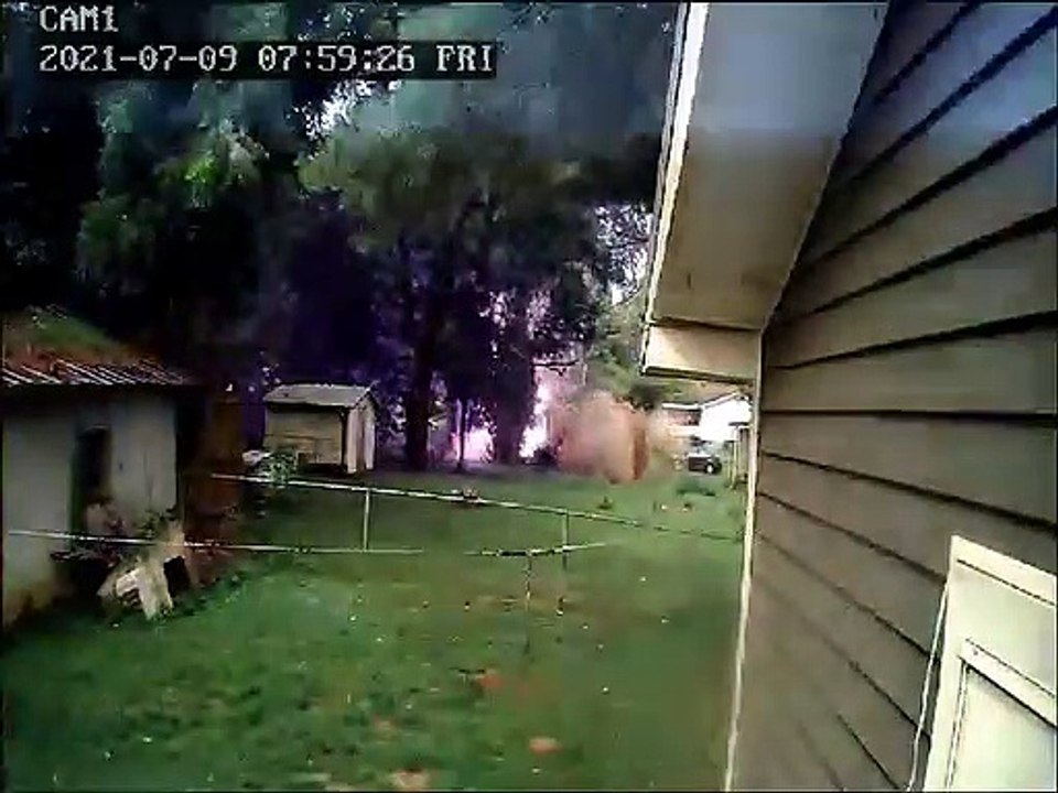 Lighting Strikes Garage Shattering Windows