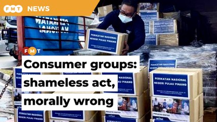 Politicians come under fire for having faces shown on aid packages