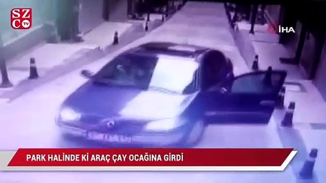 Park halinde ki araç çay ocağına girdi, gazeteciler ölümden döndü