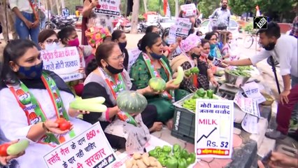 ईंधन, सब्जी की कीमतों में बढ़ोतरी को लेकर कांग्रेस कार्यकर्ताओं ने चंडीगढ़ में किया प्रदर्शन