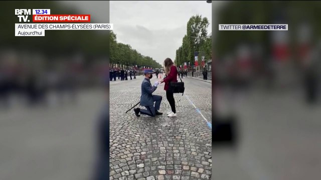 Je voulais faire ça discrètement : le militaire qui a fait sa demande en mariage sur les Champs-Élysées témoigne sur BFMTV