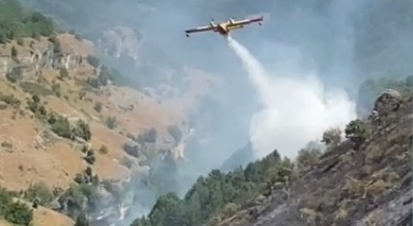 Caramanico Terme (PE) - Incendio boschivo alimentato dal forte vento (14.07.21)