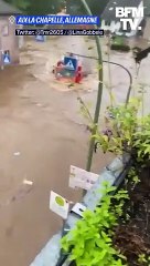 Un camion de pompier submergé par les eaux  en Allemagne