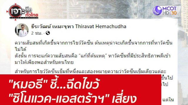 หมอธี ชี้...ฉีดไขว้ ซิโนแวค-แอสตร้าฯ เสี่ยง : เจาะลึกทั่วไทย (15 ก.ค. 64)