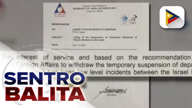 Temporary suspension sa deployment ng mga Pilipino sa Israel, inalis na