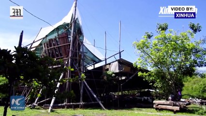 Large wooden cargo ship in Costa Rica promote zero-carbon shipping
