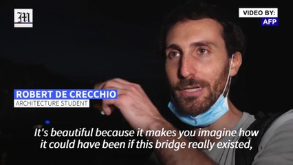 Lost Michelangelo bridge floats over Rome