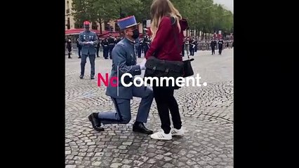 Soldier proposes to girlfriend at Bastille event
