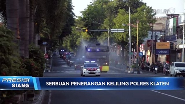 Polres Klaten Lakukan Penyemprotan Disinfektan Keliling