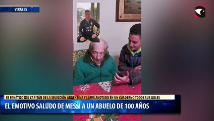 EL EMOTIVO SALUDO DE MESSI A UN ABUELO DE 100 AÑOS