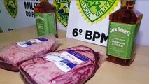 Casal é detido após tentar furtar peças de picanha e litros de Jack Daniels