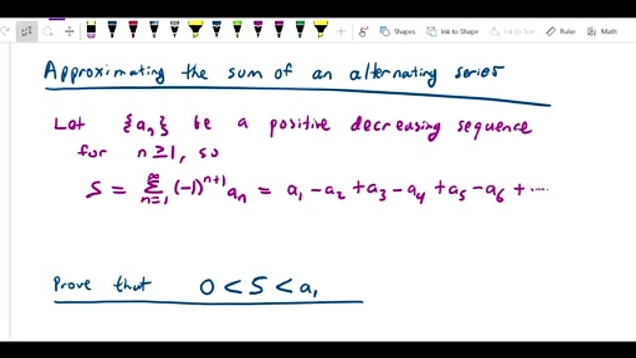 Conditional Convergence and Alternating Series - Proof that 0 less than S less than a1
