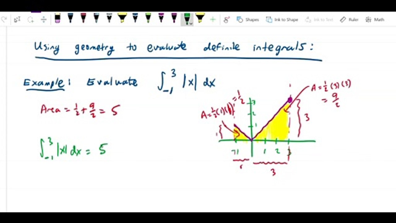 Definite integral - Using geometry to find definite integrals