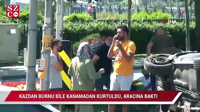 İstanbul’da feci kaza: Burnu bile kanamadan kurtuldu, aracına böyle baktı