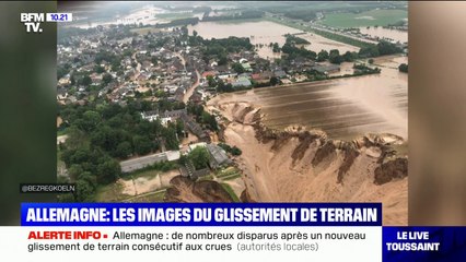 Les images du glissement de terrain qui a englouti une commune près de Cologne en Allemagne
