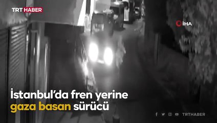 Fren yerine gaza bastı, müstakil evin çatısına çıktı