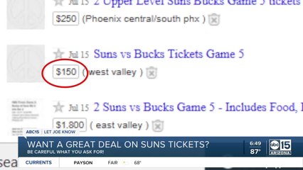 Download Video: Avoiding scams when looking for deals on Suns tickets