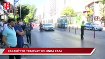 Karaköy'de tramvay yolunda kaza