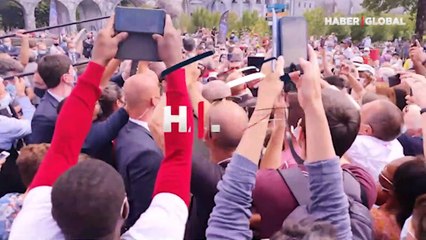 Fransa Cumhurbaşkanı Macron'a, tapınak ziyaretinde tepki