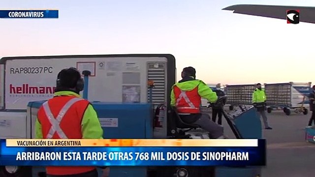 Arribaron esta tarde otras 768 mil dosis de Sinopharm contra el coronavirus