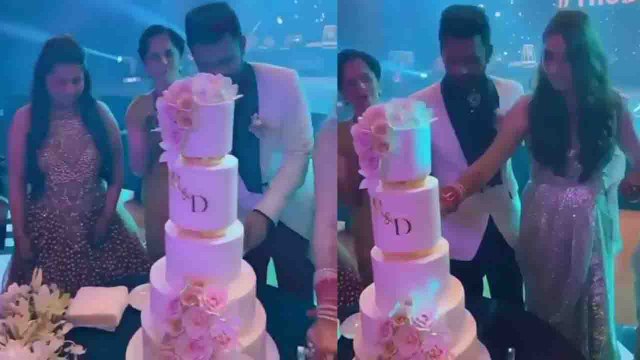 Rahul Vaidya और Disha Parmar ने रिसेप्शन पर काटा ऐसे Cake। FilmiBeat