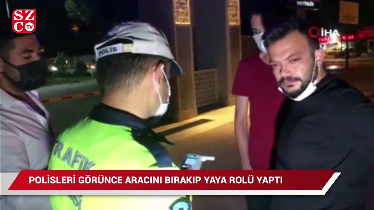 Polisleri görünce aracını park edip, yaya rolü yapan sürücü alkollü çıktı