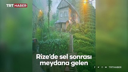 Rize'deki heyelandan kaçış anı kamerada